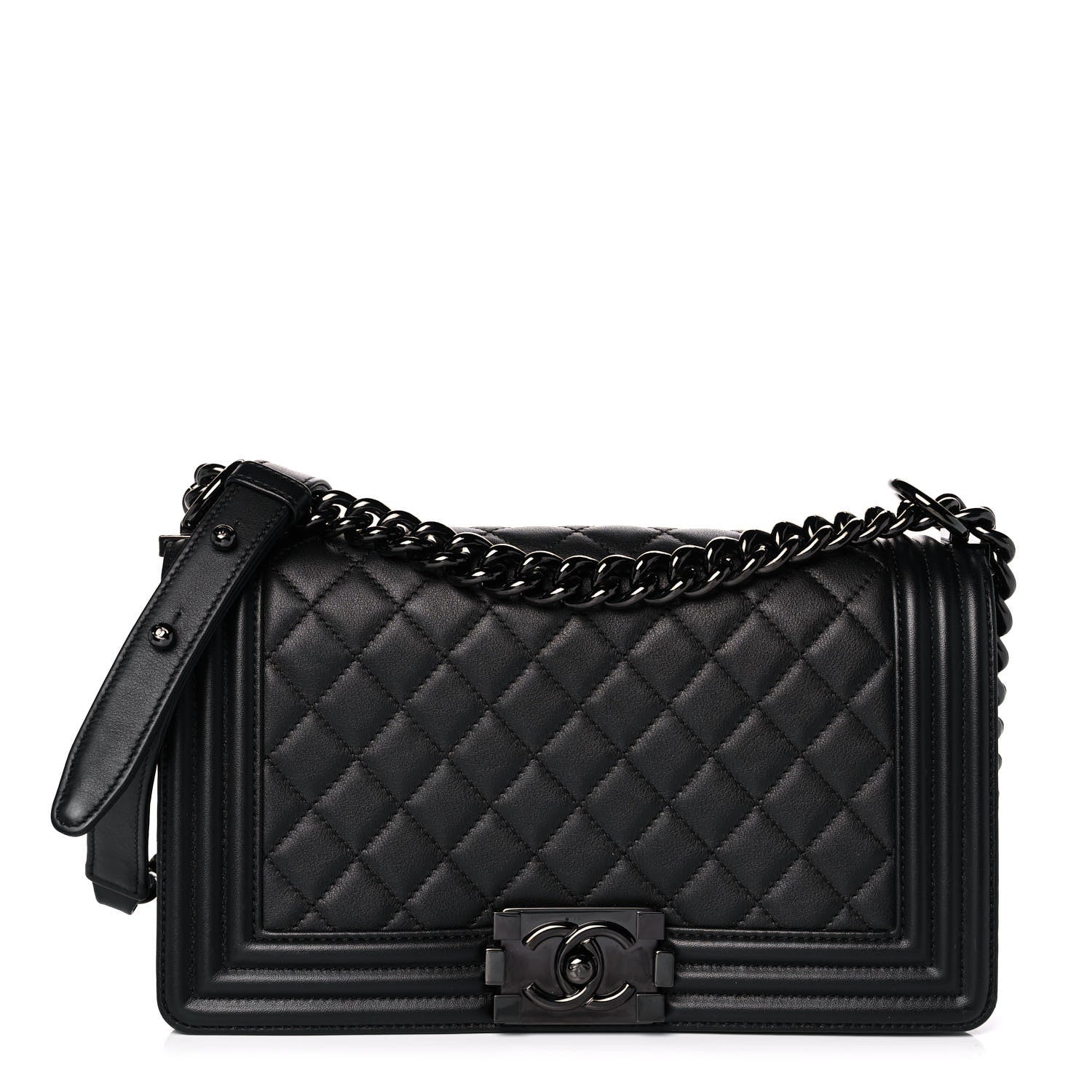 Chanel Calfskin Quilted Medium Boy Flap So Black 1 of 13