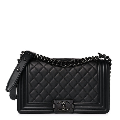Chanel Calfskin Quilted Medium Boy Flap So Black 1 of 13