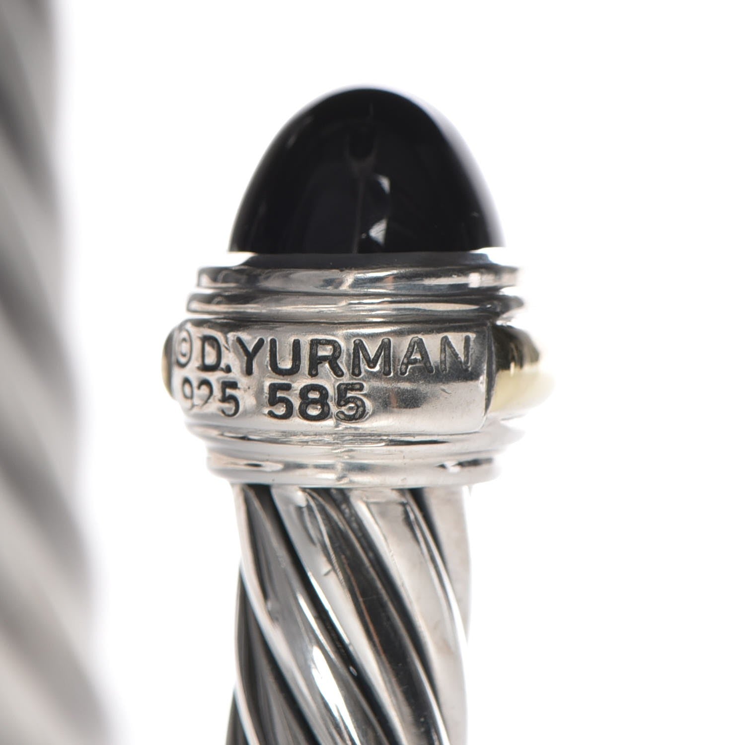 David Yurman Sterling Silver 14K Yellow Gold Black Onyx 7mm Cable Classics Bracelet 4 of 5