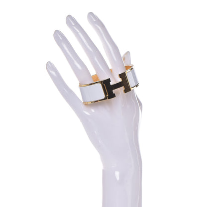 Hermes Enamel Wide Clic Clac H Bracelet PM White 2 of 7