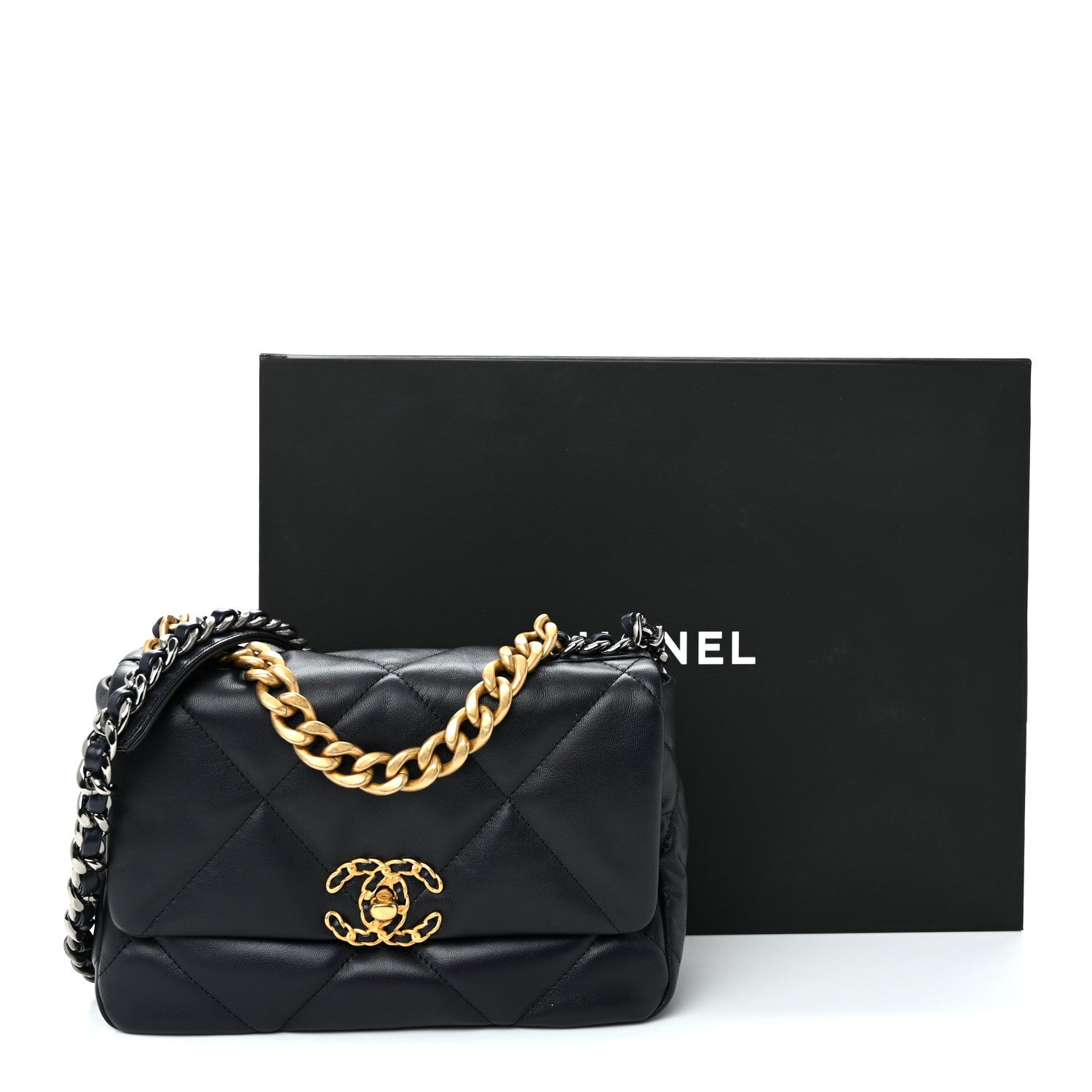 Chanel Lambskin Quilted Medium Chanel 19 Flap Navy Blue 11 of 11