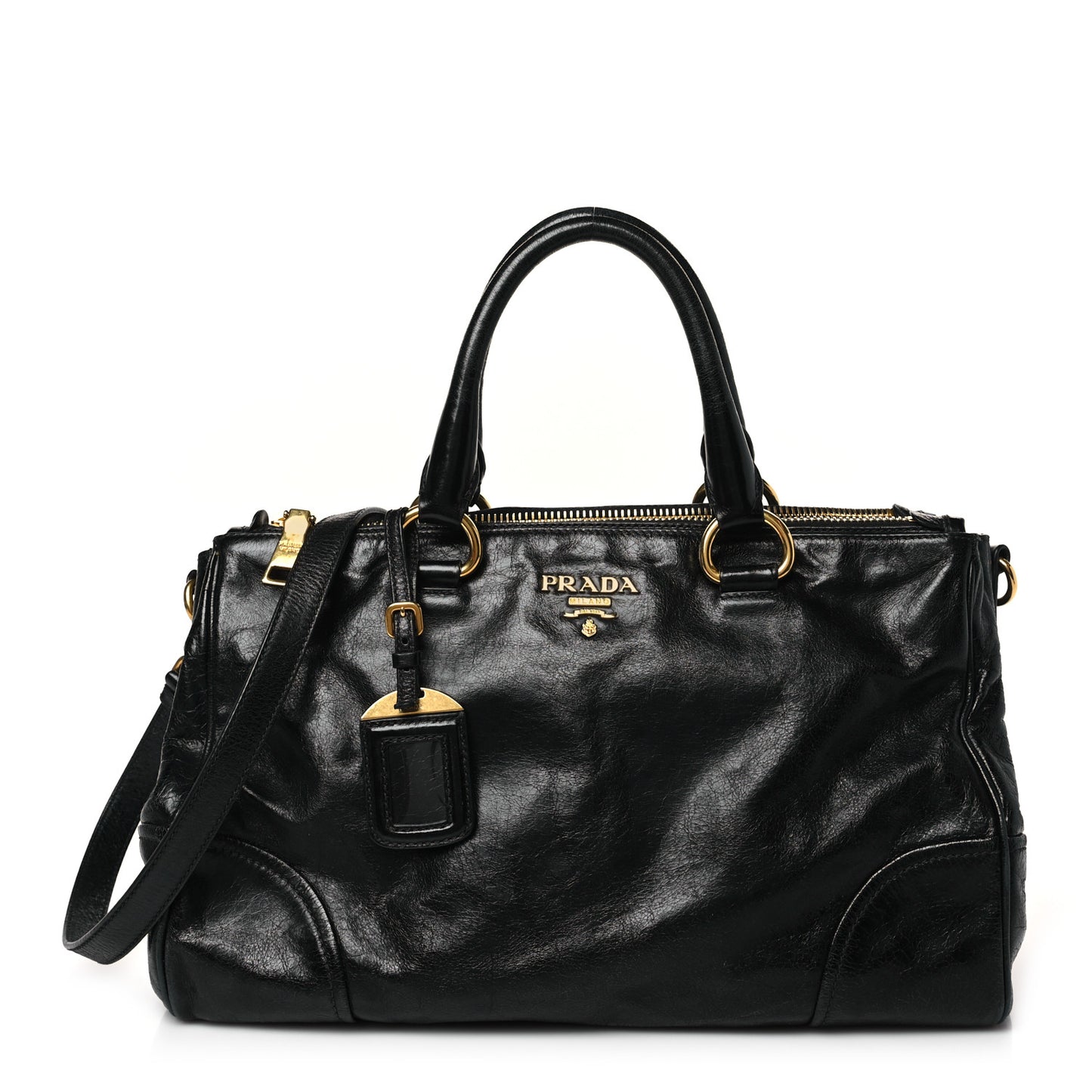 Vitello Shine Shopping Satchel Black