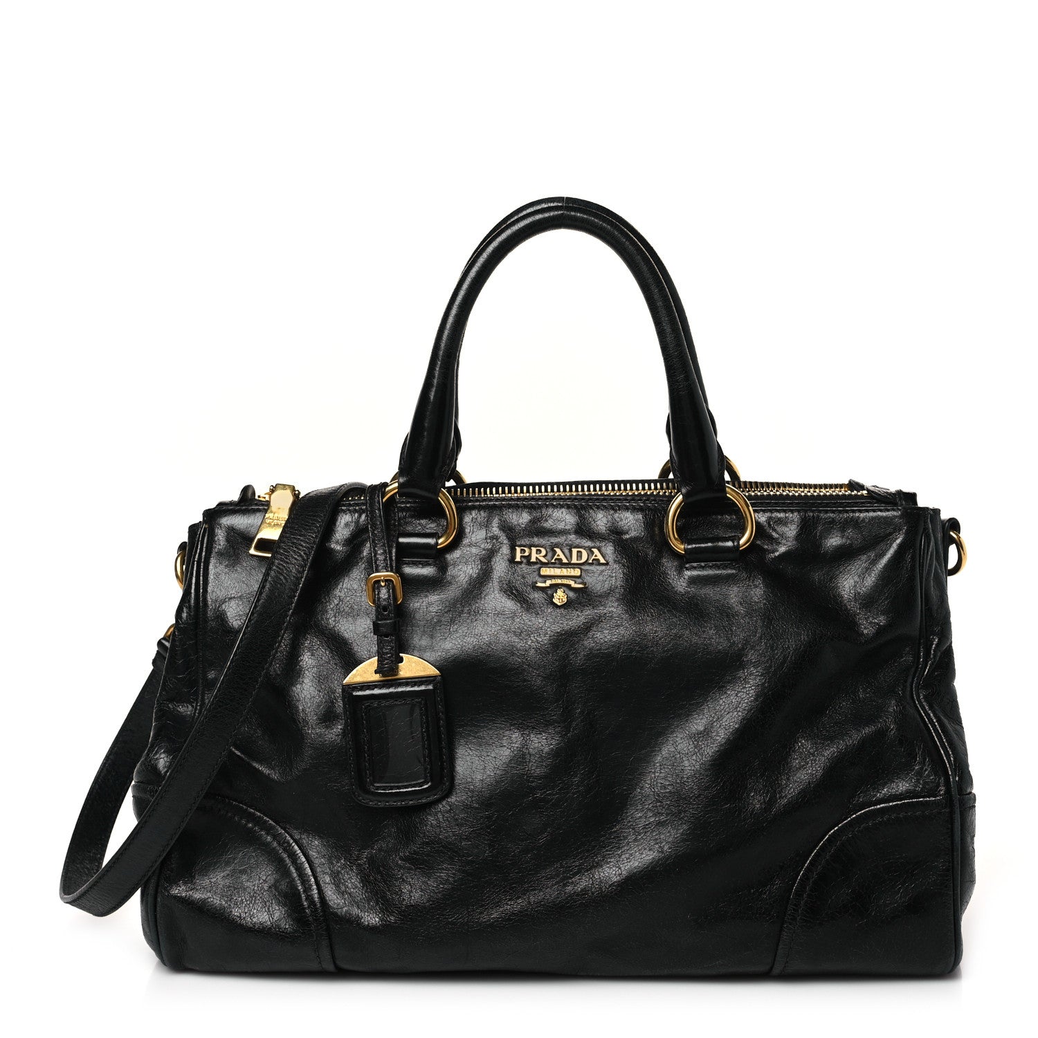 Prada Vitello Shine Shopping Satchel Black 1 of 8