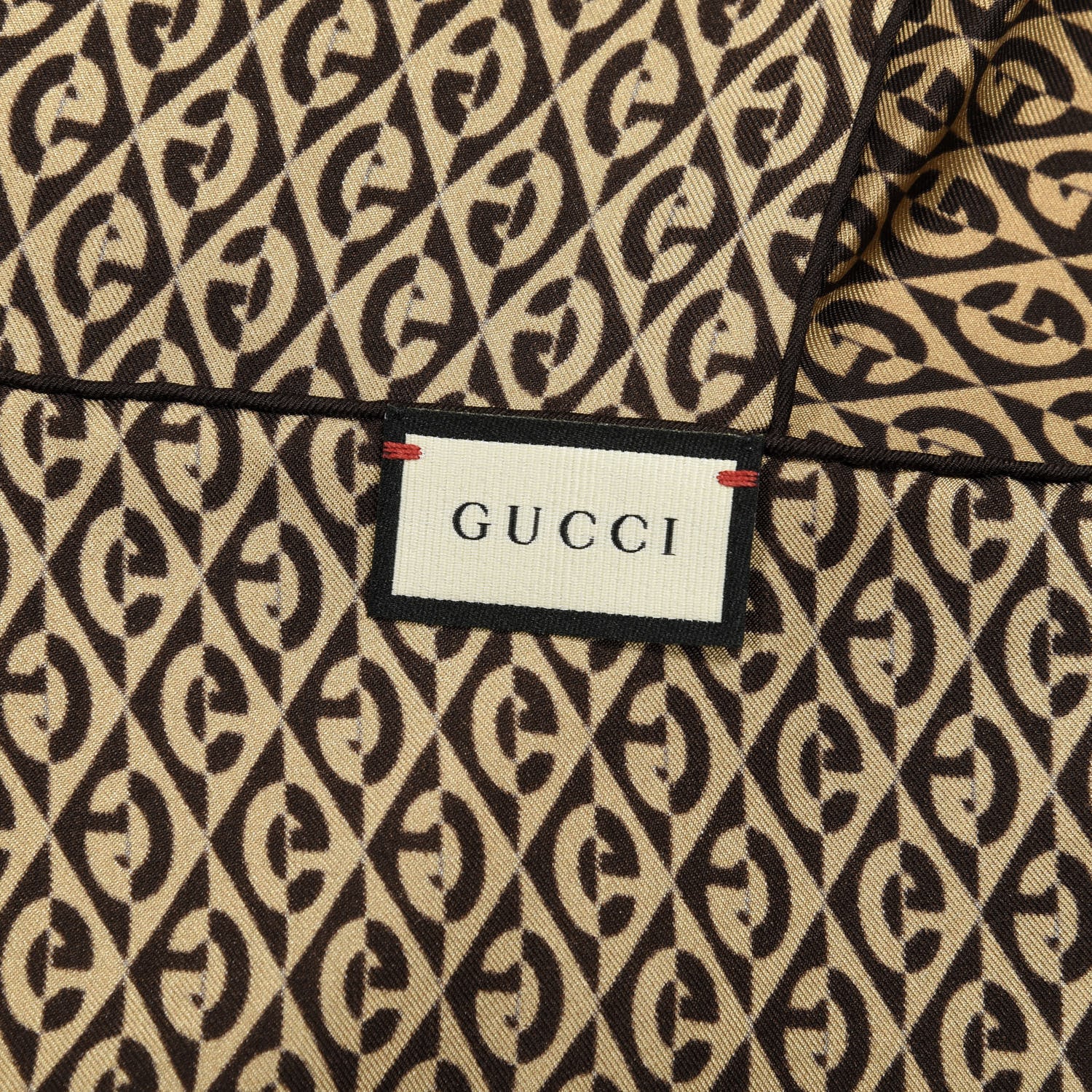 Gucci Silk G Rhombus Scarf Beige Brown 2 of 3