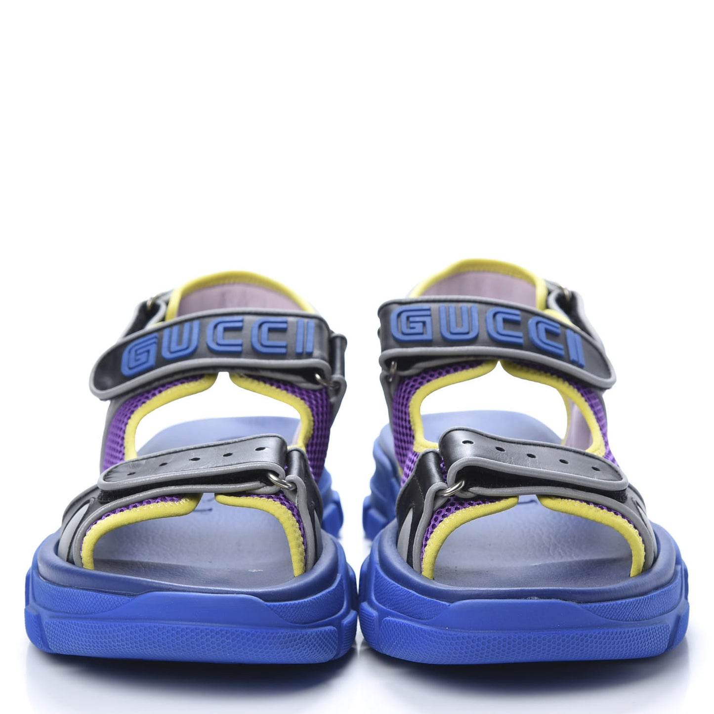 X SEGA Calfskin Mesh Mens Aguru Sandals 9 Black Blue Purple