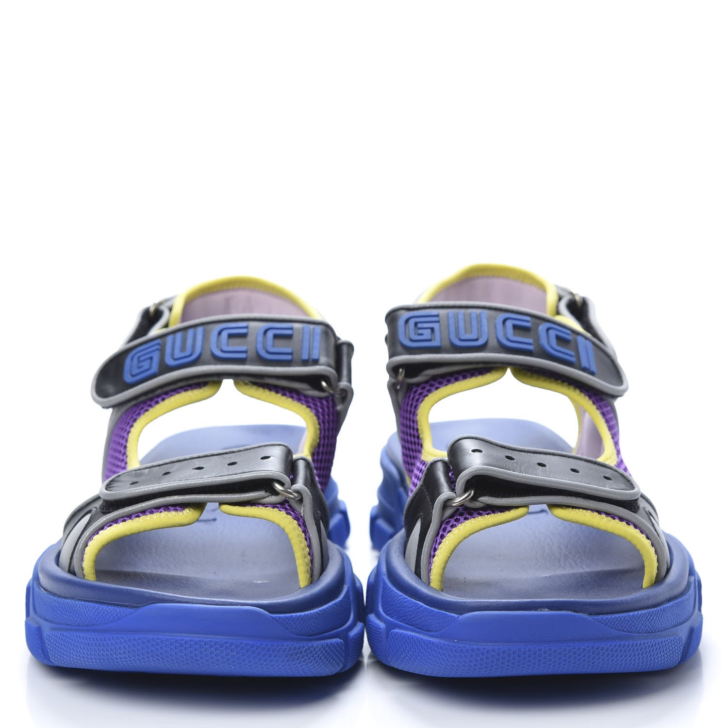 Gucci X SEGA Calfskin Mesh Mens Aguru Sandals 9 Black Blue Purple 2 of 8