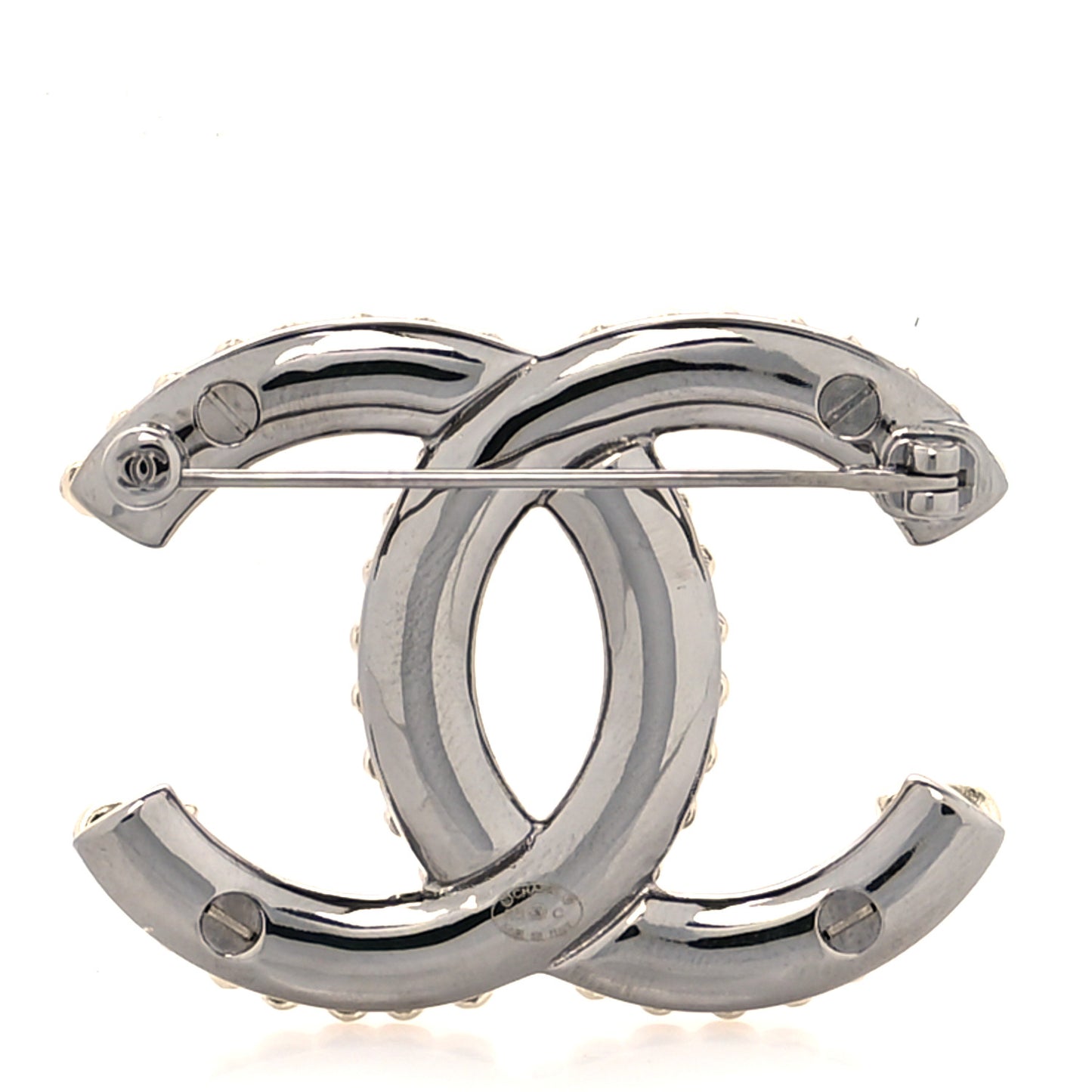 Metal CC Heart Brooch Gold Silver