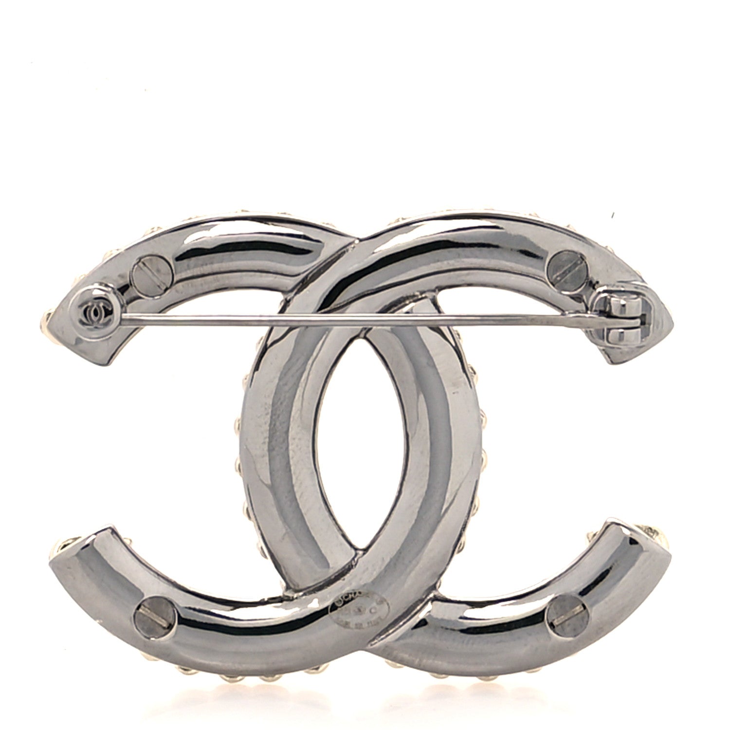 Chanel Metal CC Heart Brooch Gold Silver 3 of 4