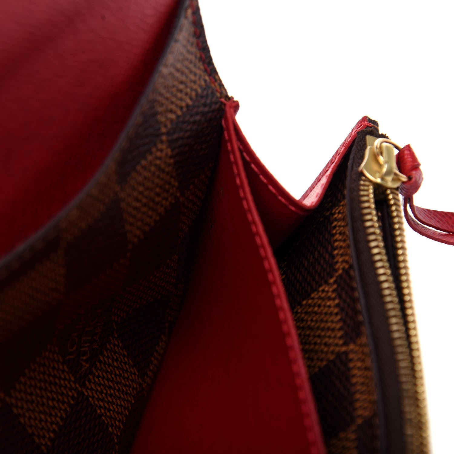 Louis Vuitton Damier Ebene Emilie Wallet Red 7 of 8