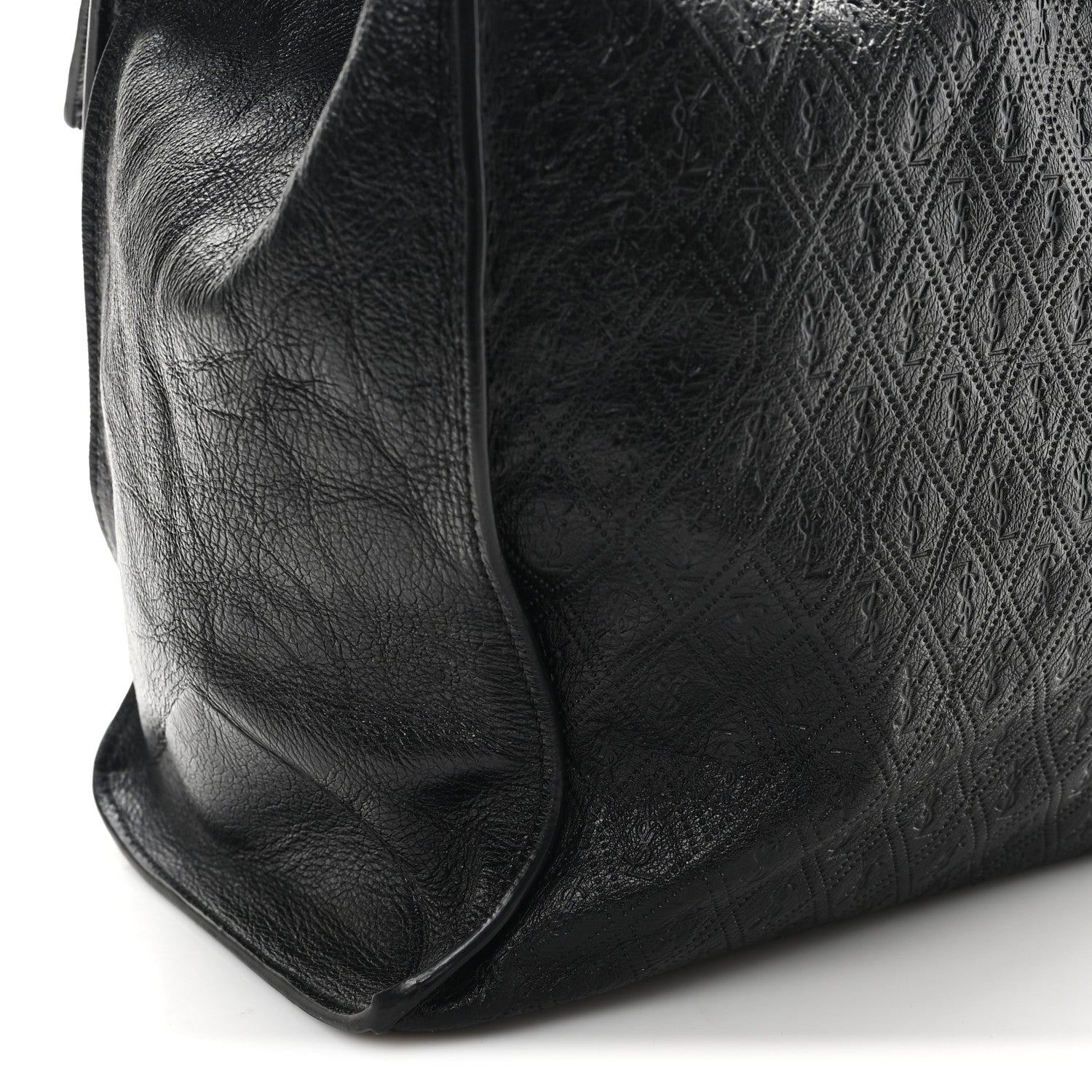 Saint Laurent Calfskin Monogram Deli Paper Bag Vintage Black 8 of 8