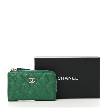 Chanel Metallic Caviar Quilted Zipped Key Holder Case Green 8 of 8