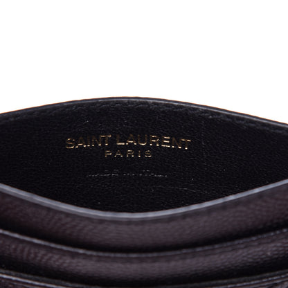 Saint Laurent Grain De Poudre Matelasse Chevron Monogram Credit Card Case Black 6 of 8