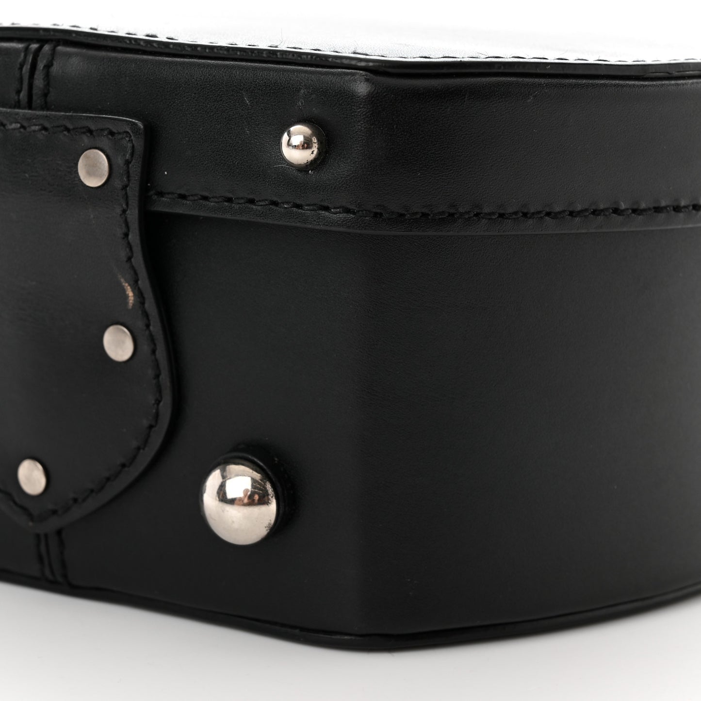 Calfskin Small Mica Hat Box Black