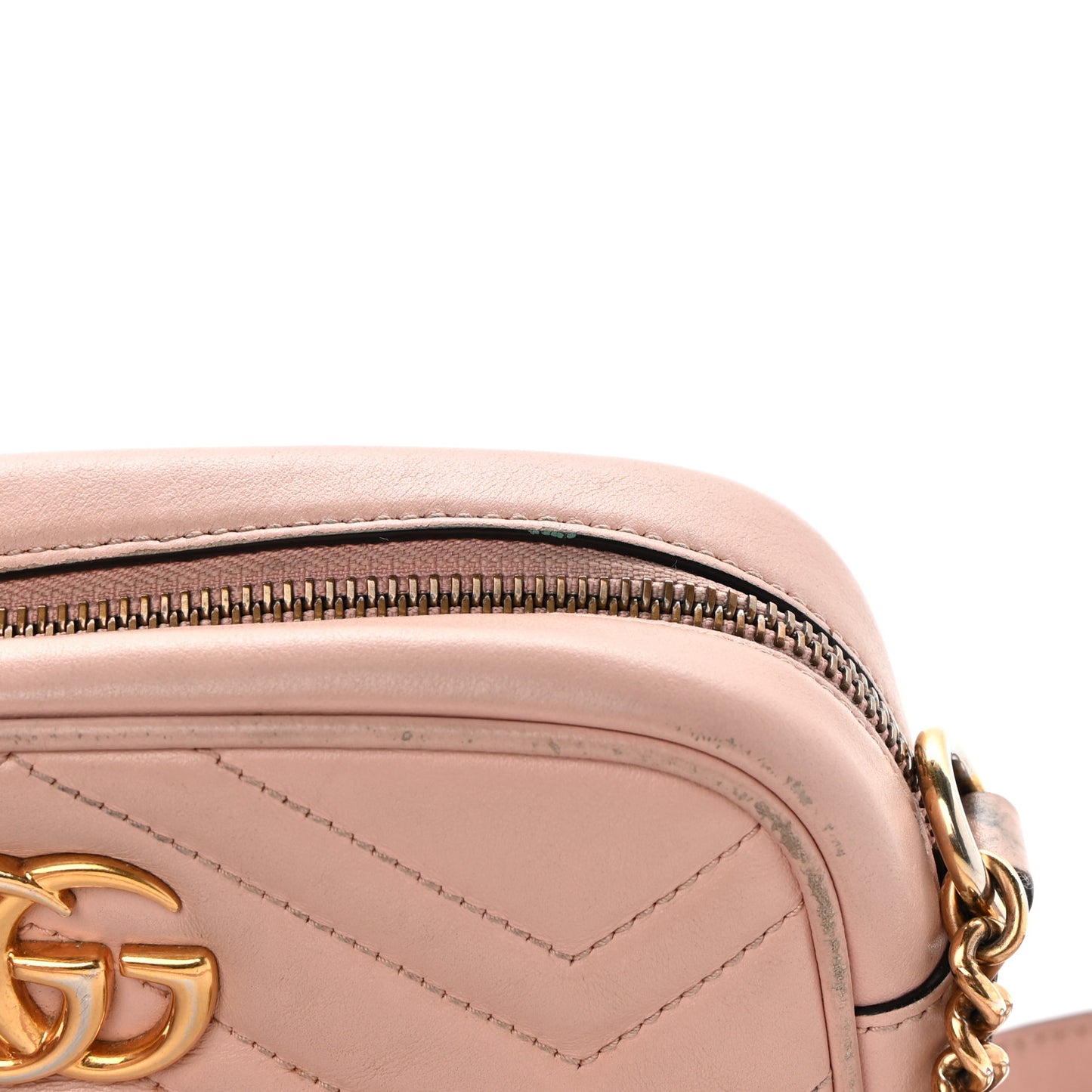 Calfskin Matelasse Mini GG Marmont Chain Shoulder Bag Perfect Pink