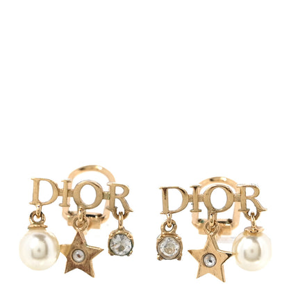 Christian Dior Pearl Crystal Dio(r)evolution Star Clip On Earrings Gold 1 of 4