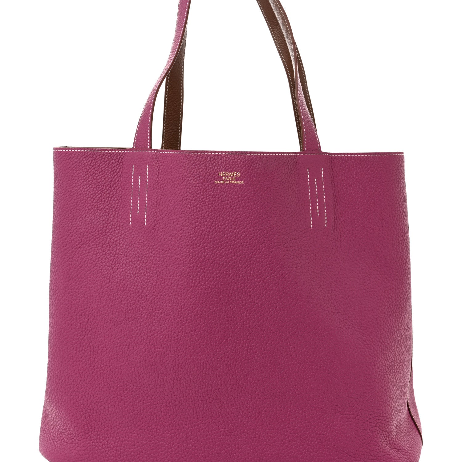Hermes Taurillon Clemence Double Sens 45 Reversible Tote Marron D'Inde Tosca 11 of 16