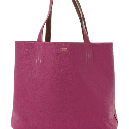 Hermes Taurillon Clemence Double Sens 45 Reversible Tote Marron D'Inde Tosca 11 of 16
