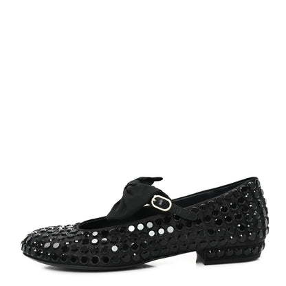Chanel Satin Strass Bow Mary Jane Flats 37 Black 1 of 11