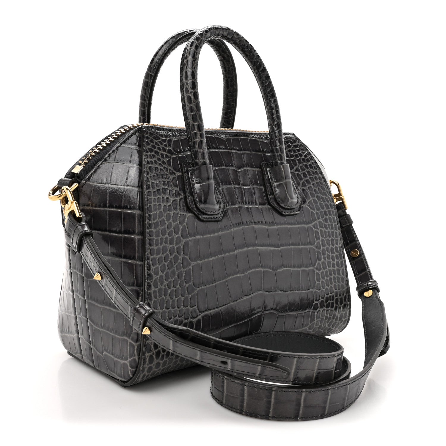 Givenchy Calfskin Crocodile Embossed Mini Antigona Storm Grey 3 of 10