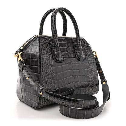 Givenchy Calfskin Crocodile Embossed Mini Antigona Storm Grey 3 of 10