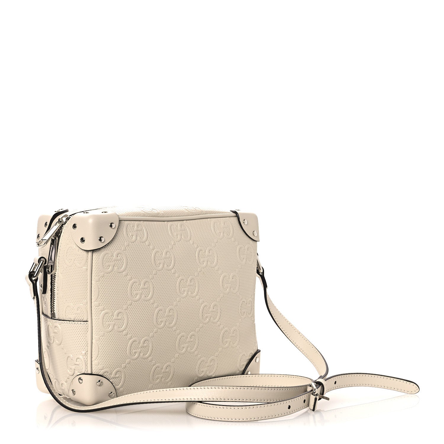 Gucci Calfskin GG Tennis Embossed Square Messenger Bag Mystic White 3 of 10