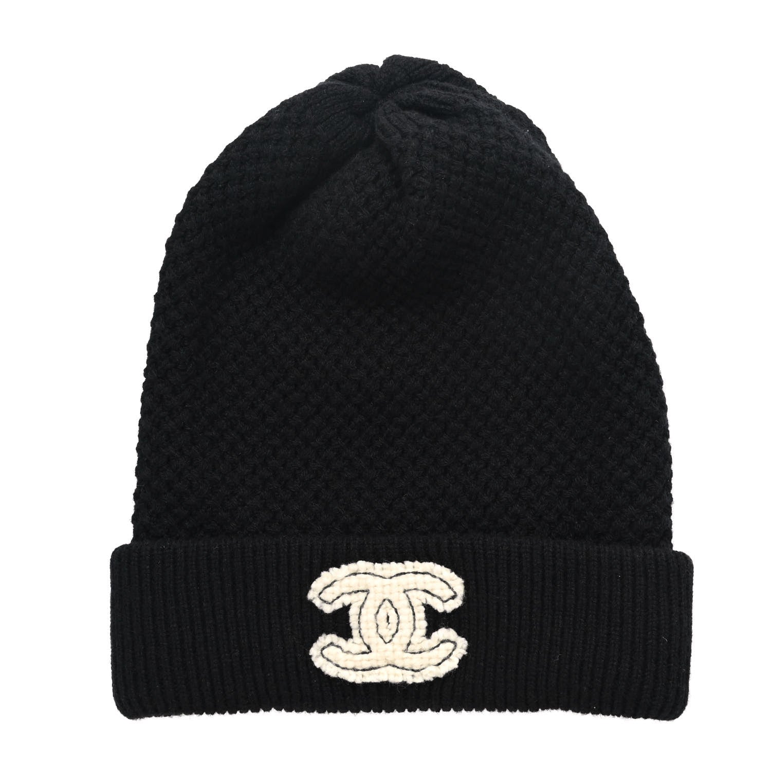 Chanel Cashmere CC Logo Beanie Hat Black 1 of 6
