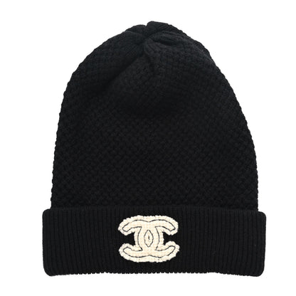Chanel Cashmere CC Logo Beanie Hat Black 1 of 6