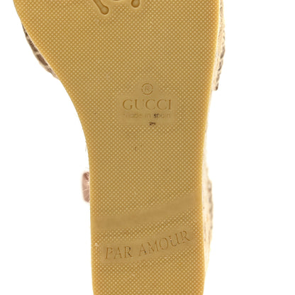 Gucci Nappa Matelasse GG Marmont Ankle Wrap Platform 35/120mm Espadrille Wedges 38 Porcelain Rose 9 of 10