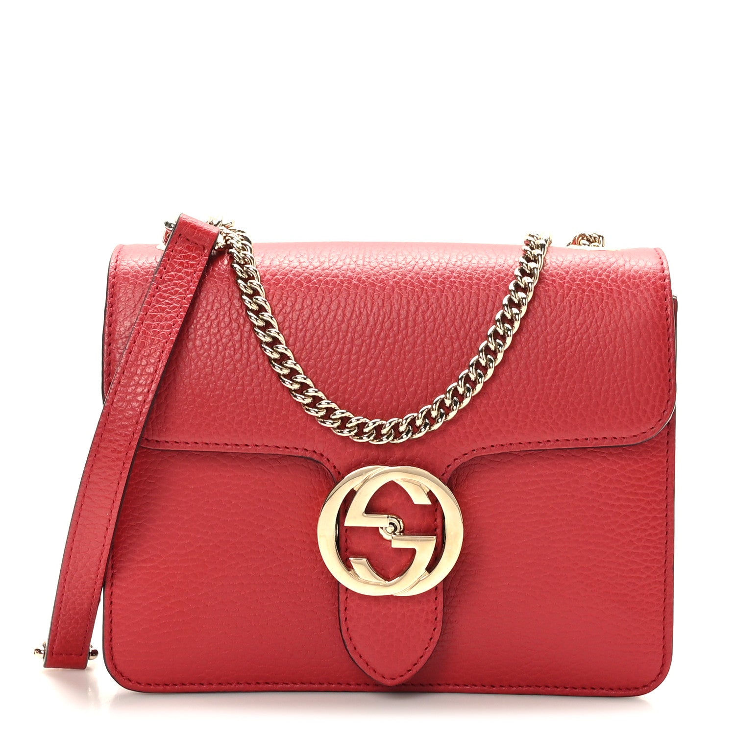 Gucci Dollar Calfskin Small Interlocking G Shoulder Bag Red 1 of 9
