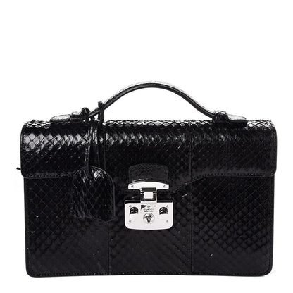Gucci Python Small Lady Lock Briefcase Clutch Black 1 of 7