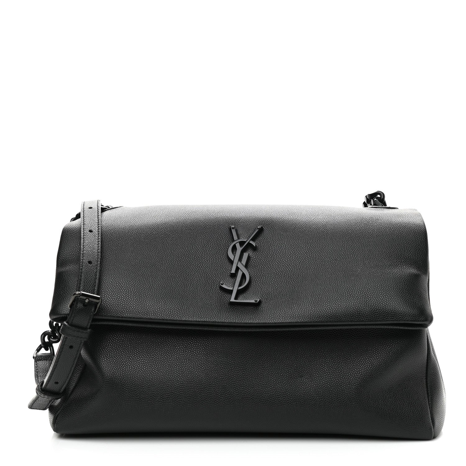 Saint Laurent Grain De Poudre Medium West Hollywood Monogram Fold-Over Black 1 of 8