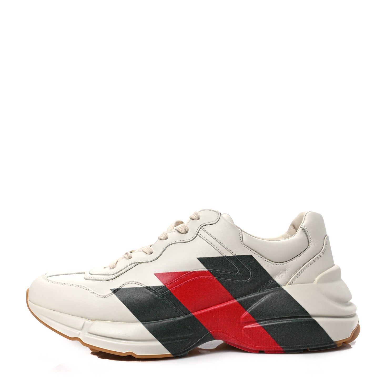 Calfskin Web Printed Mens Rhyton Sneakers 10 Mystic White
