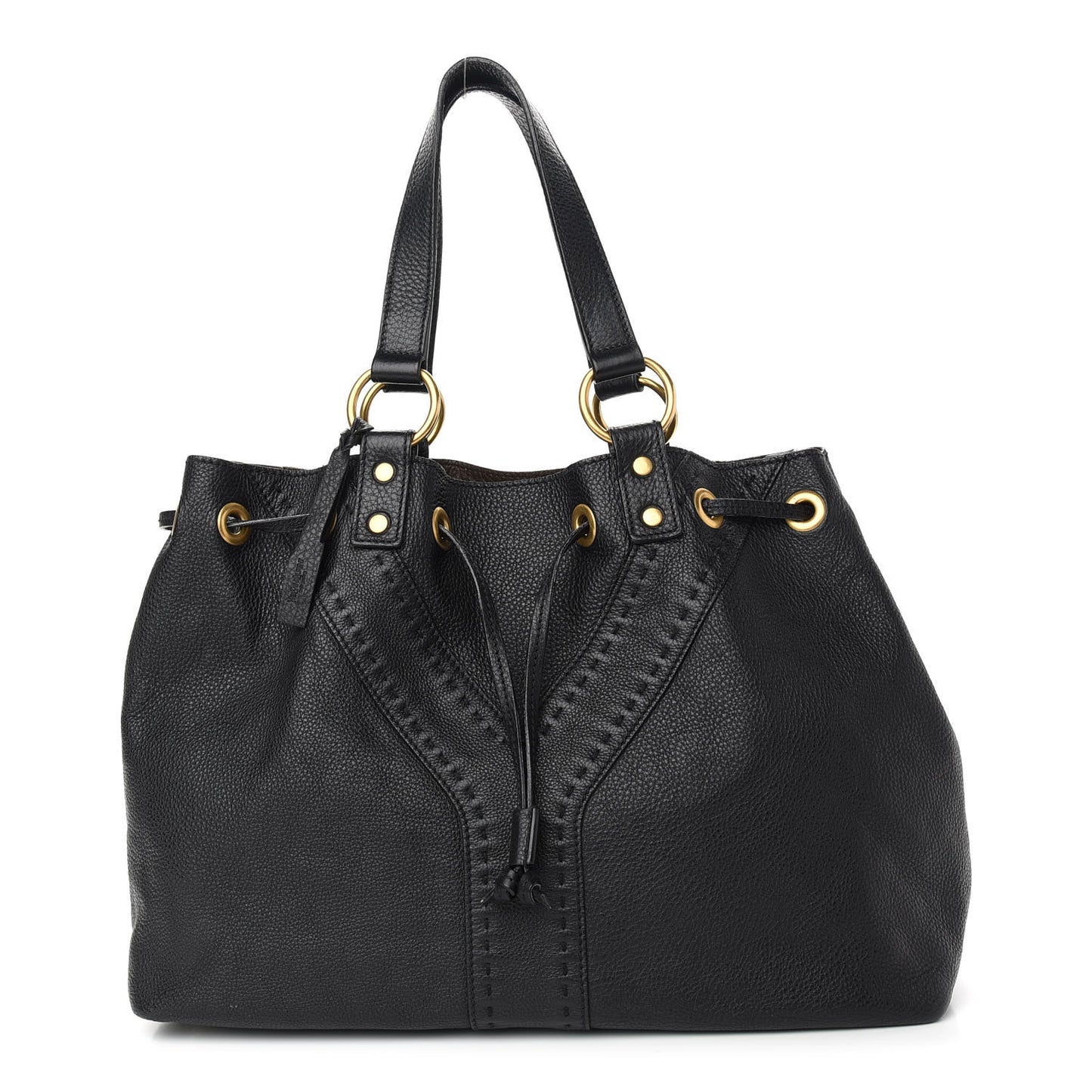 Calfskin Reversible Double Sac Y Tote Black Brown