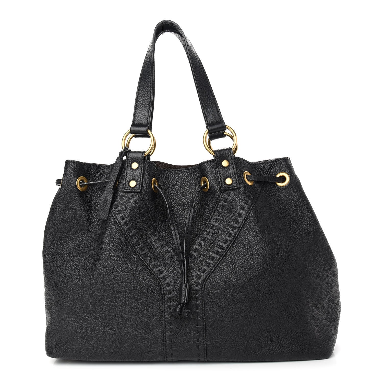 Saint Laurent Calfskin Reversible Double Sac Y Tote Black Brown 1 of 11