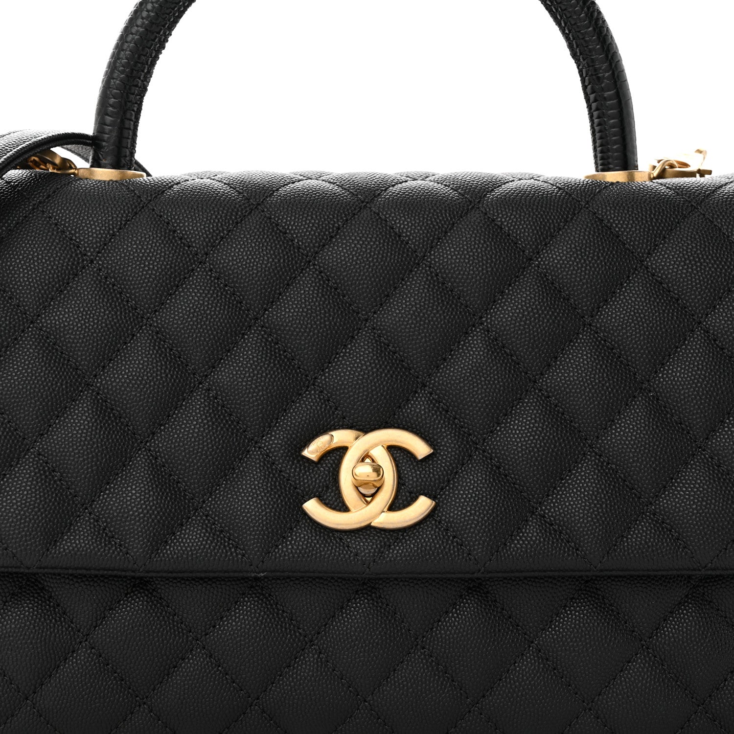 Chanel Caviar Lizard Embossed Quilted Small Coco Handle Flap Black 8 of 12