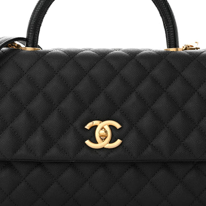 Chanel Caviar Lizard Embossed Quilted Small Coco Handle Flap Black 8 of 12