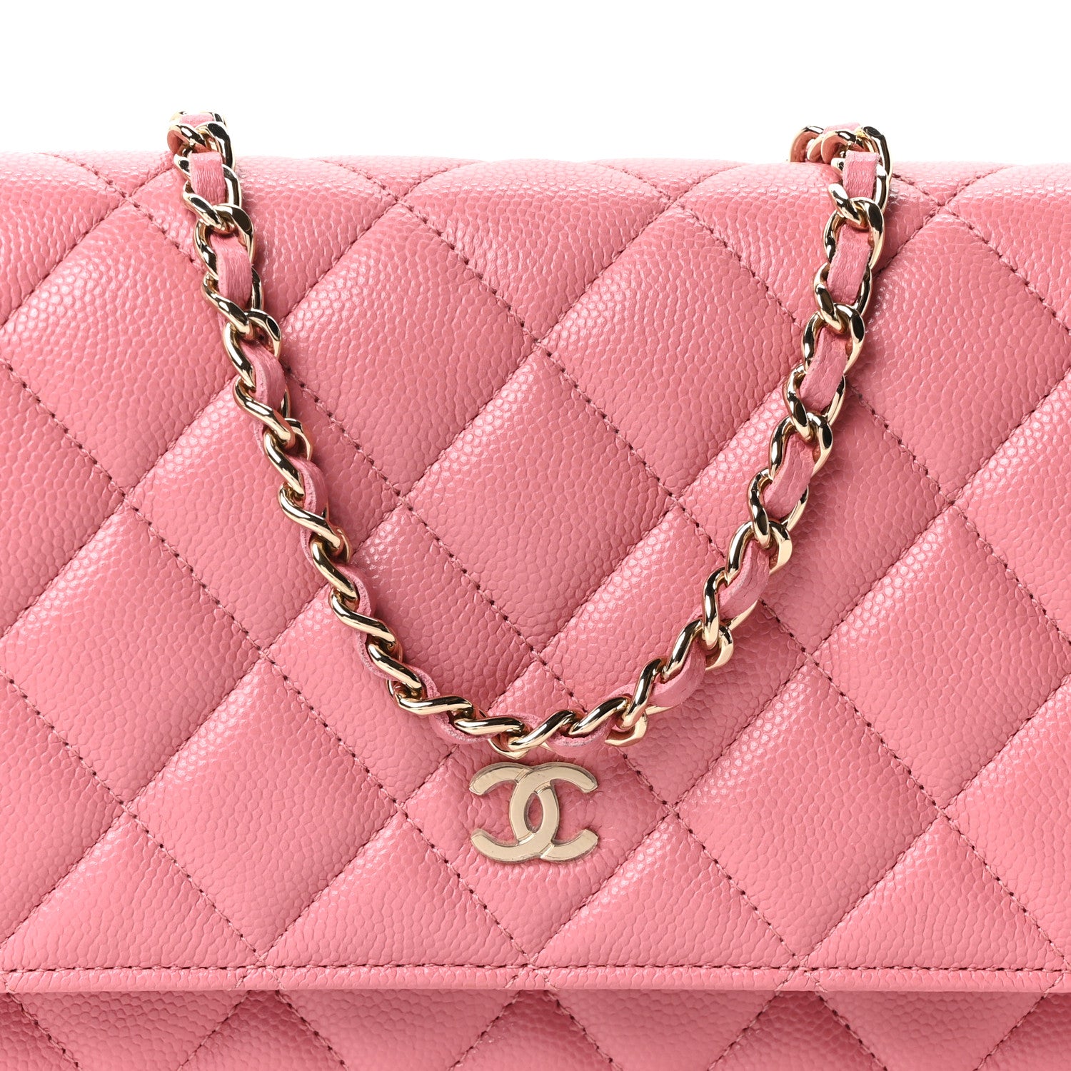Chanel Caviar Quilted Wallet on Chain WOC Light Pink 8 of 11