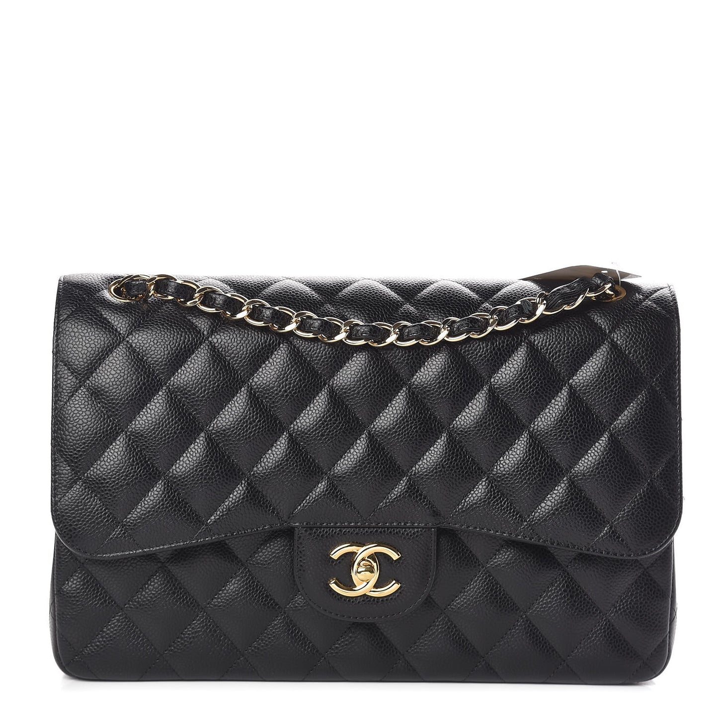 Caviar Quilted Jumbo Double Flap Black