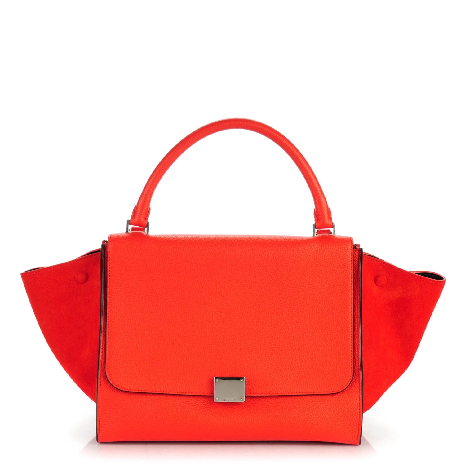 Celine Drummed Calfskin Suede Medium Trapeze Vermillion 1 of 7
