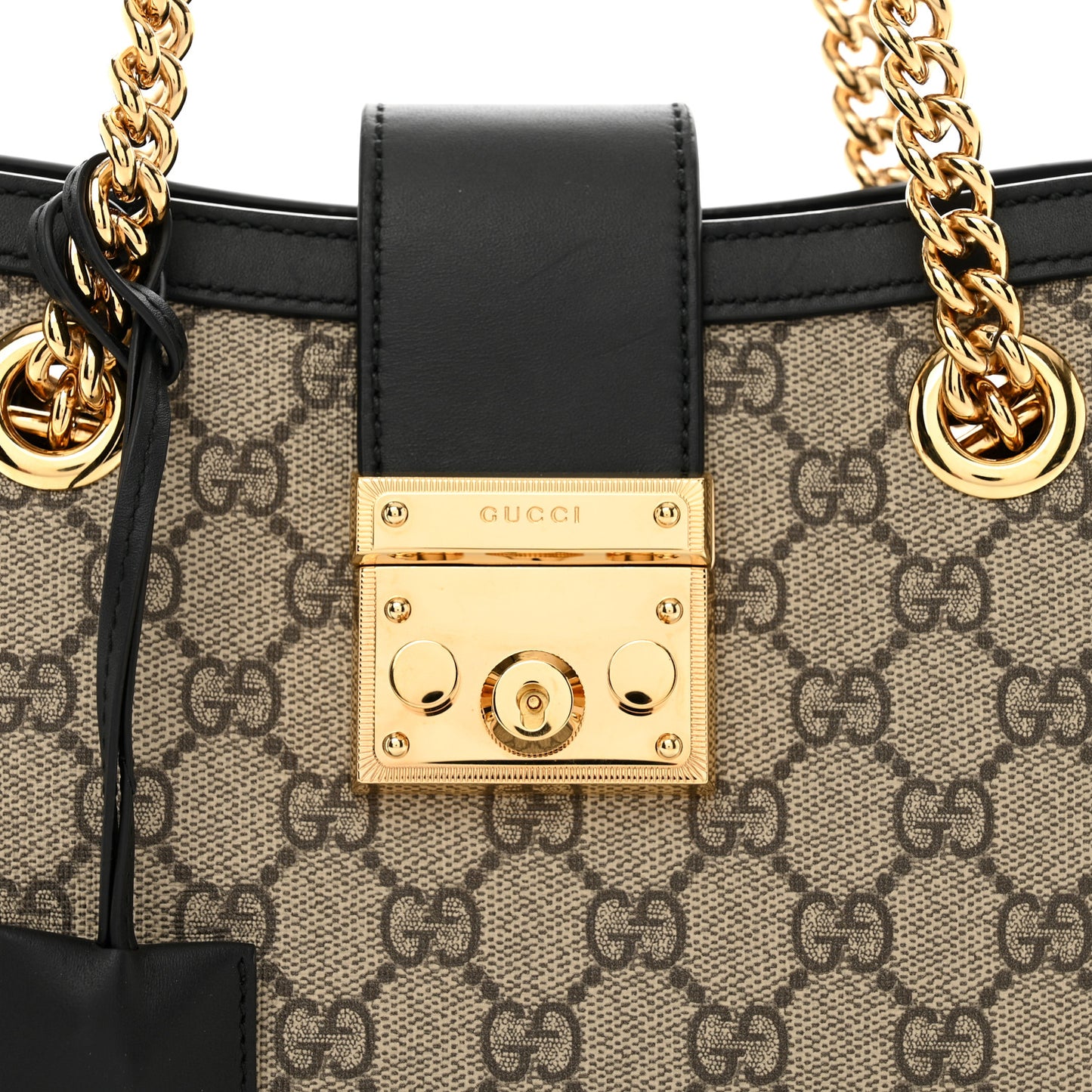 GG Supreme Monogram Small Padlock Tote Black