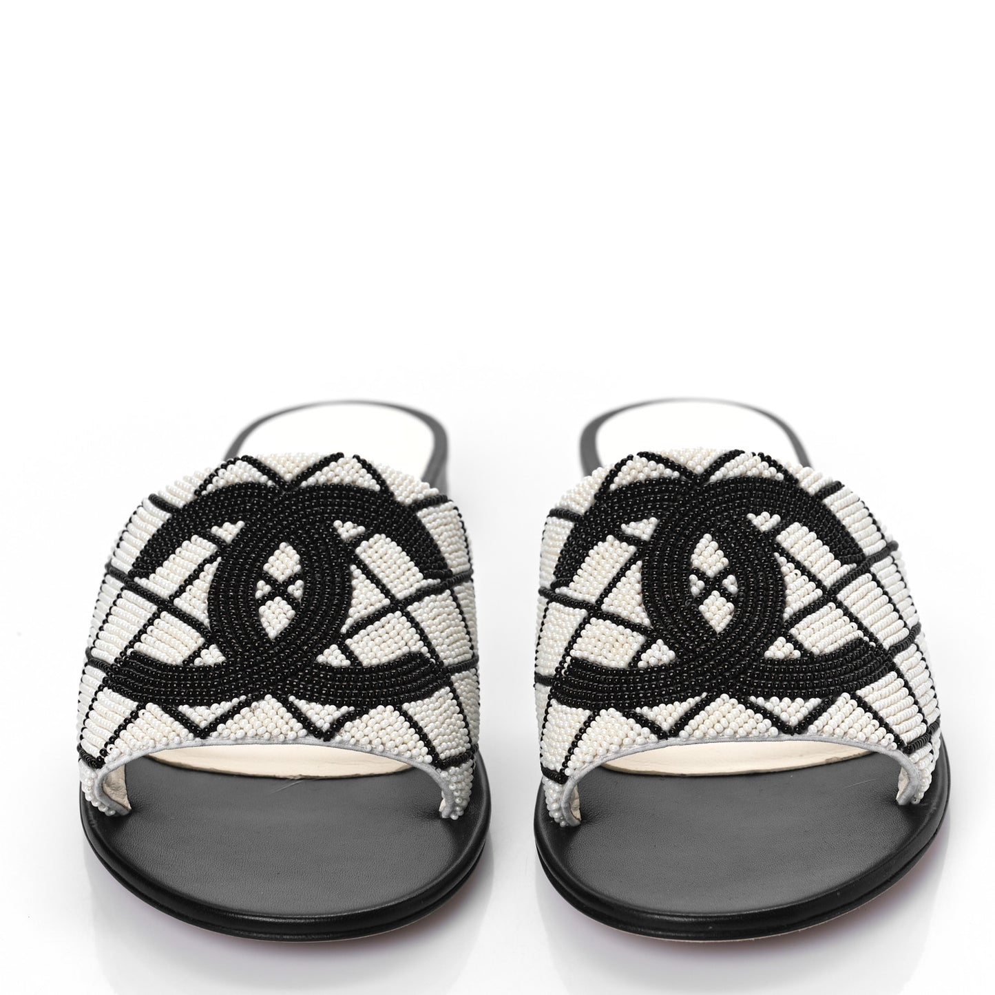 Pearl Embroidery CC Mules 40 Black White