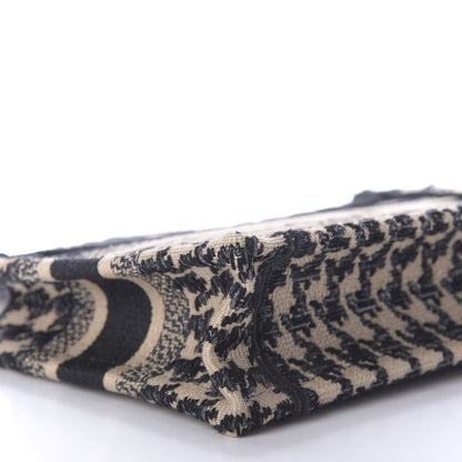 Christian Dior Canvas Houndstooth Embroidered Mini Book Tote Black 6 of 7