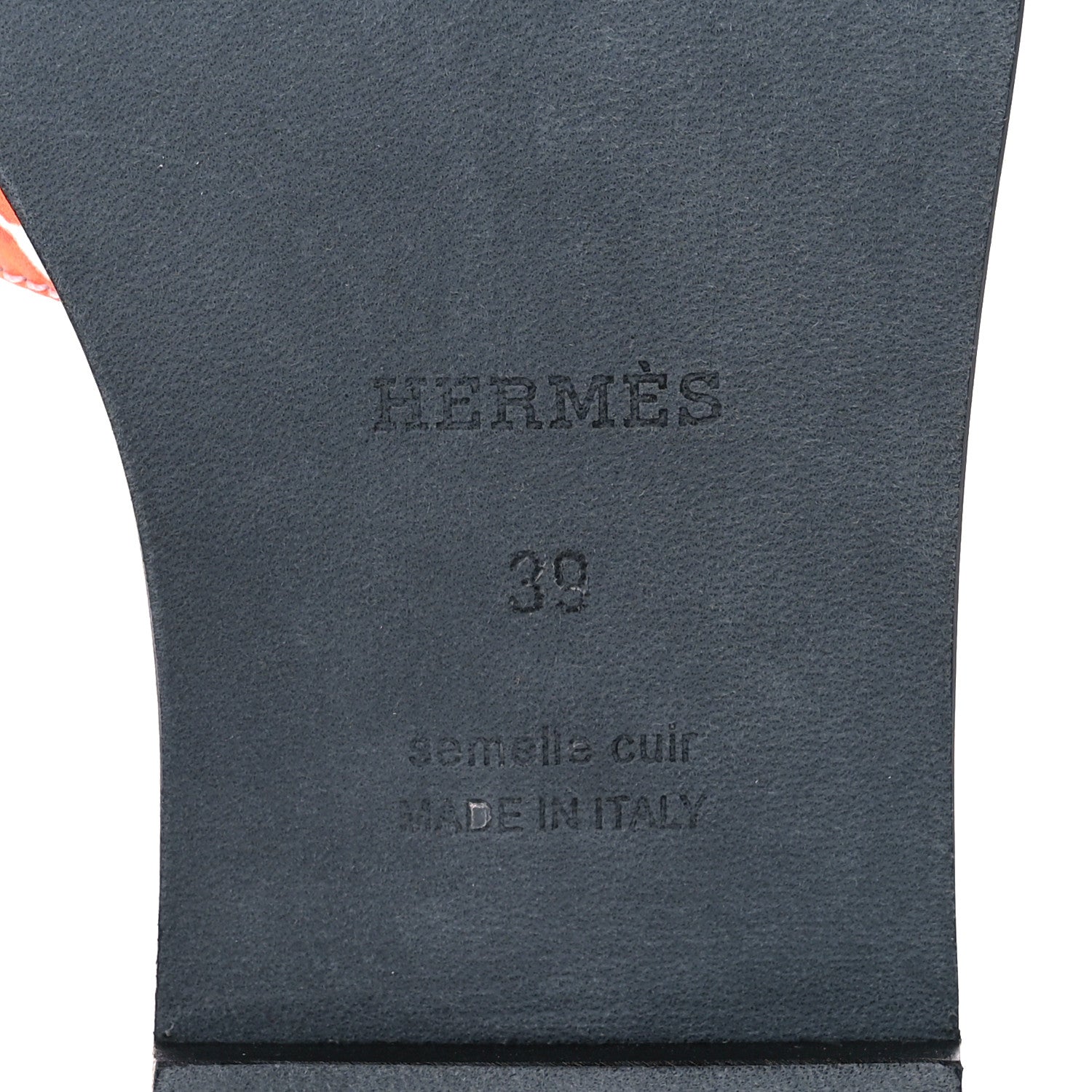 Hermes Calfskin Printed Peinture Fraiche Oran Sandals 39 White Orange 6 of 8