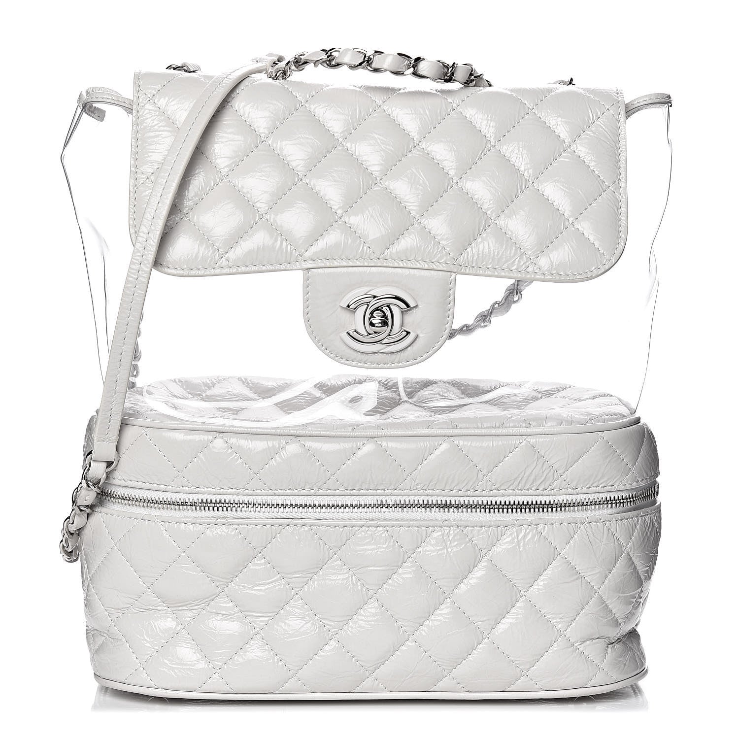 Chanel Crumpled Calfskin PVC Quilted Backpack White 1 of 18