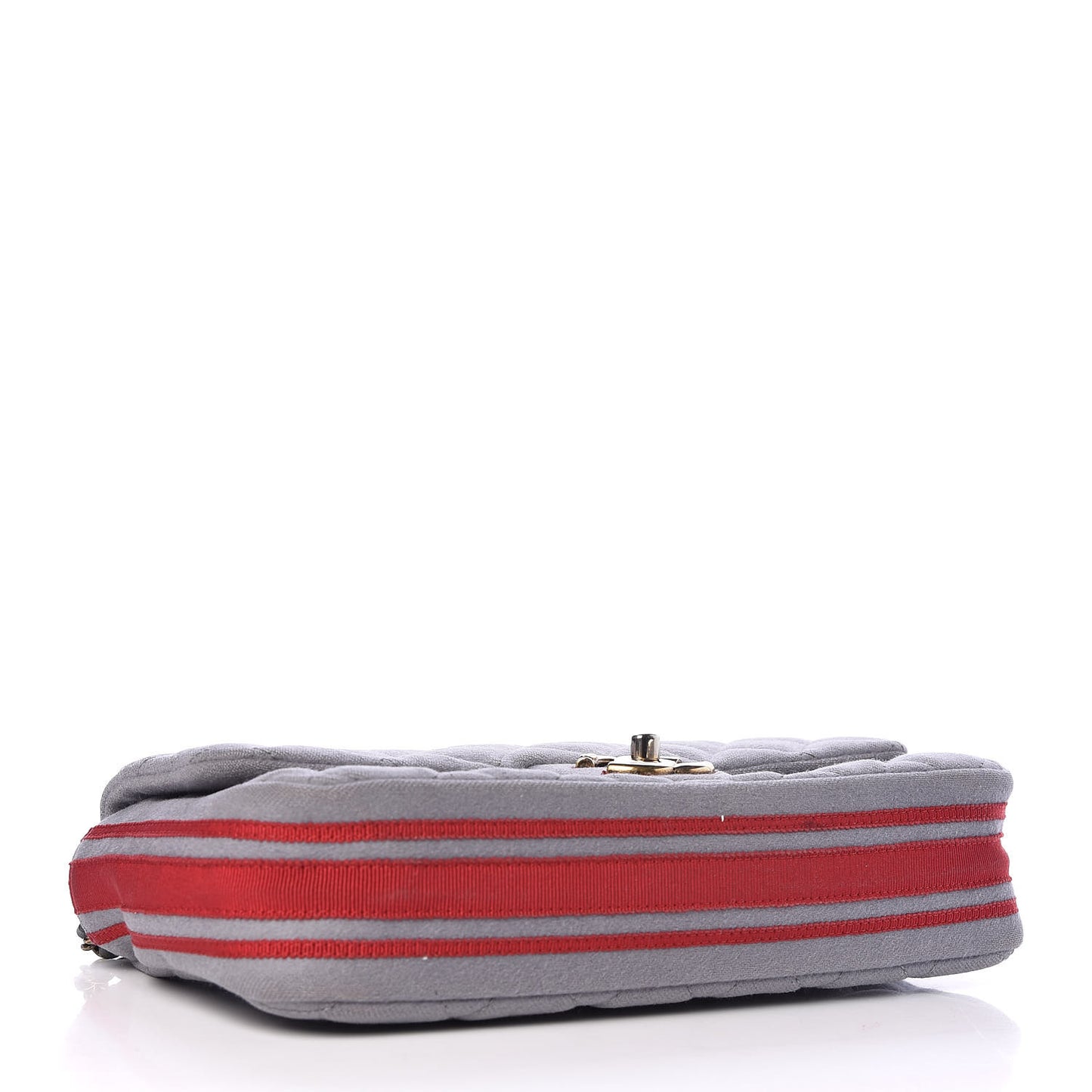 Wool Felt Grosgrain Quilted Medium CC Eyelet Flap Grey