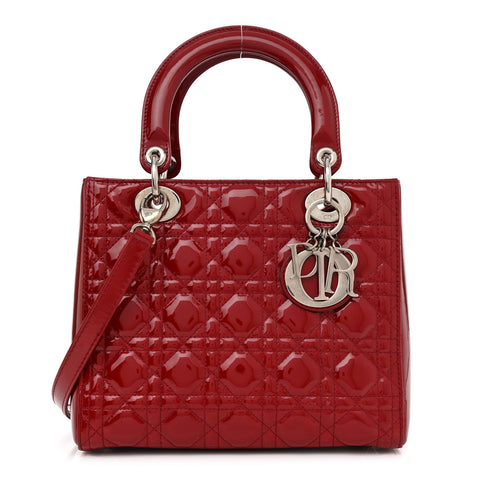 Patent Cannage Medium Lady Dior Red
