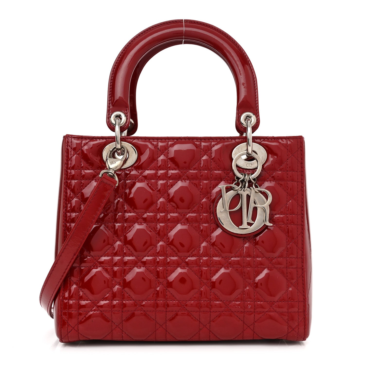 Christian Dior Patent Cannage Medium Lady Dior Red 1 of 12