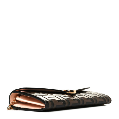 Fendi Vitello Cruise F is Fendi Bi-Color FF 1974 Embossed Continental Envelope Wallet On Chain Maya Black Light Rose 3 of 11
