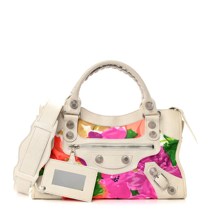 Balenciaga Agneau Canvas Floral Giant 21 Silver Hardware City White 1 of 15