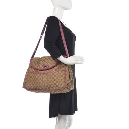 Gucci Monogram Margaux Calfskin Large Diaper Bag Beige Ebony Peonia Flower 2 of 10